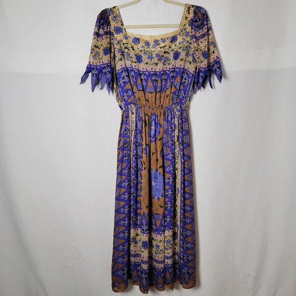 Vintage UMI Collections by Anne Crimmins Silk Gypsy Floral Boho Maxi Dress 8 - Picture 2 of 12